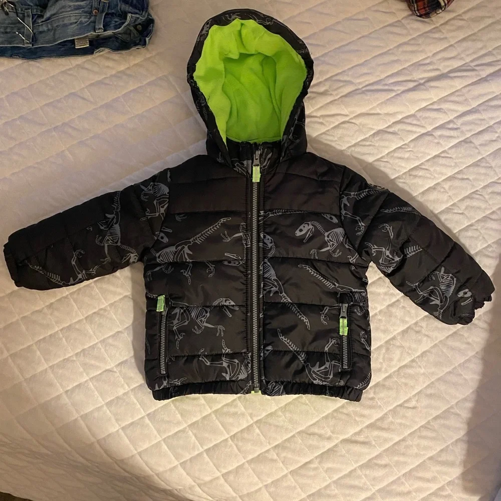 Oshkosh Winter Puffer Jacket/Coat w/Hood & Dinosaur Print